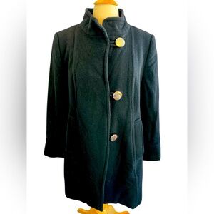 Chadwick’s Vintage Wool Blend Black Coat Lined sliver oversized buttons Size 12
